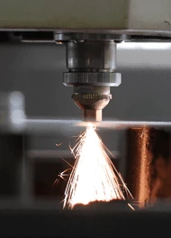 Mechanical section: laser cutting device cuts out necessary elements 